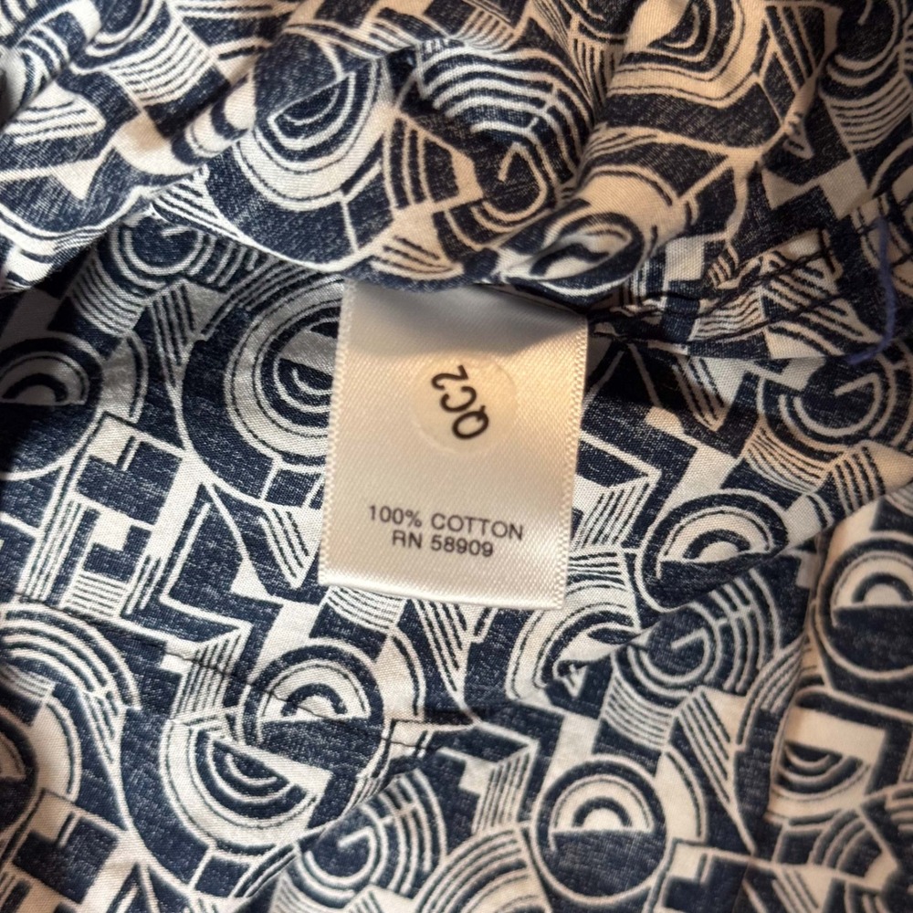 Murano Slim Fit Geometric Button Down Shirt Mens Small Navy White Cotton Print - Picture 6 of 6